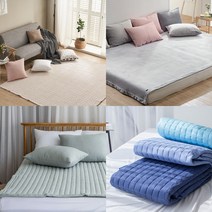 면 알러지케어 침대패드 면 카페트 극세사 패드, 10_블럭 순면 패밀리 침대패드, Q_크림옐로우