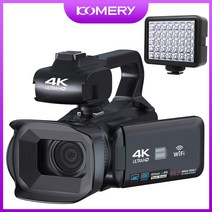 전문 4k 비디오 카메라 youtube vlog 레코더 용 64mp 디지털 캠코더 4 인치 터치 스크린 웹캠 wifi 카메라 자동 초점, 채우기 빛으로, 128GB SD 카드