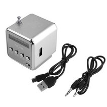 데코 오르골 휴대용 미니 알루미늄 합금 마이크로 usb 미니 스테레오 슈퍼 베이스 스피커 ubwoofer mp34 fm 라디오 수신기 라디오 카드 오디오, 은
