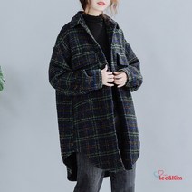 리앤킴 빅사이즈 여성 모직 채크 셔츠 GH301