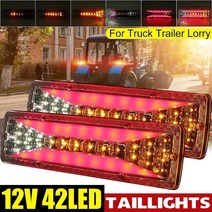 2pcs 12v 동적 led 자동차 트럭 테일 라이트 턴 시그널 리어 브레이크 라이트 리버스 시그널 램프 트랙터 트레일러 트럭 버스 캠퍼, 없음