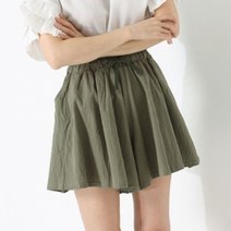 여성 치마 바지 팬츠 여자 와이드 반바지 린넨