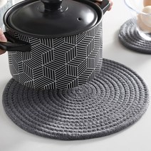 엔템 냄비받침 냄비받침대 라탄냄비받침 우드냄비받침 실리콘냄비받침 캠핑냄비받침 라탄냄비받침대 우드냄비받침대 실리콘냄비받침대 캠핑냄비받침대, 코튼냄비받침(블랙)