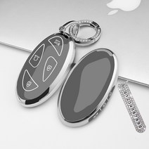 키에티 현대 그랜저GN7 디올뉴 코나SX2 아이오닉6 7버튼 TPU 엣지 키케이스 + 큐빅번호판, 실버_틸 그레이