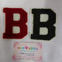 짜투리 땡 원단창고 021608 영문 B 와펜 봉제식 사이즈 7*10cm 레드 카키