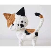 인형 뜨개질 세트 DIY 키트 코바늘 패키지 손뜨개 초보자 추천 동영상 튜토리얼 고양이, 삼색이, 1개