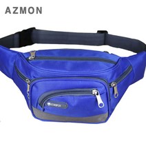 AZMON 수납 끝판왕 6포켓 힙색 다용도 웨이스트백 2.5L, 블루, 370 x 130 x 190mm