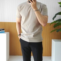 남자 머슬핏 여름 짐웨어 분또 면 스판 라운드 무지 반팔 티셔츠