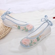 자칠 여성용 화이트 전통 한복 자수 꽃신 DC-030202