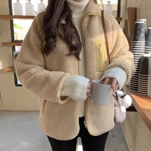 여자 가을 나들이 코디 편한 데일리 외투 양면 점퍼 20대 가을 여대생뽀글이점퍼 룩아우터 꾸안꾸룩