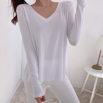 모노위크 찰랑 실켓 브이넥 긴팔 티셔츠