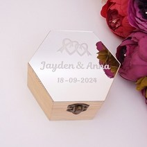 예단함 보약용돈 오프라벨 오동나무상자 우드도시락 원목선물상자 나무보석함 크라프트상자 꽃상자 hexagon shape acrylic mirror cover box with 선물, 은