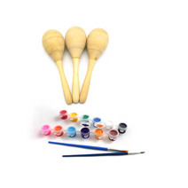 우드까카 원목 마라카스 만들기 재료 키트 물감 붓 포함 학습 교구 키트, 마라카스 1쌍(두개) 만들기 + 물감 붓 포함