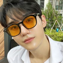 멜라크메 남자 여자 사각 여행 뿔테 패션 블랙 오렌지틴트 선글라스