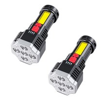 초강력 LED후레쉬 낚시 캠핑용 등산 손전등 2pcs led 손전등 핸드 헬드 랜턴 빛, 14.1cmx6.4cm