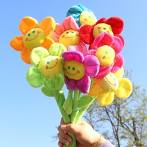 데코와바 스마일꽃 인형 꽃다발 45cm, 연핑크