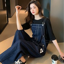 여자멜빵바지 시대 감소 세련된 데님 서스펜더 바지 여성 봄과 가을 새로운 인터넷 연예인 느
