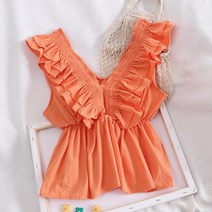 양브이 나시 프릴 블라우스 T238
