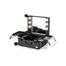 메이크업 캐리어 조명 거울 가방 전문가용 화장대, 상세 페이지 참고, 3. 22인치 블랙-전면거울 조명 8개