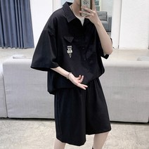 남자 바캉스룩 하와이 비치 반팔셔츠 밴딩 반바지 셋업 11