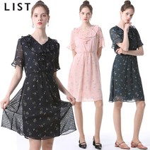 리스트 리스트 아벨라 러플넥 시폰 원피스