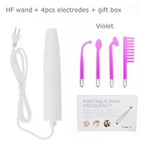 고주파 마사지기 바디 얼굴 7in1 기계 헤어 페이스 Electrotherapy 유리 지팡이 아르곤 여드름 스킨 케어, 05 4 HF Violet Kit
