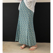 여자 레트로 잔잔한 꽃무늬 플리츠 맥시 롱스커트 신축성좋은 H라인 허리밴딩 빅사이즈 치마