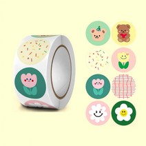 답례품 롤 스마일꽃 다꾸 곰돌이 8믹스 스티커[622] 대용량500pcs, 단품, 단품