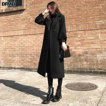 DFMEI 빅사이즈 모직 코트 여 롱 슬립 겨울 루즈핏 트렌디한 모직 코트