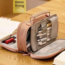 필통 고등학생 투지퍼 봉제 필통 대형필통 대용량 대학생필통, 핑크