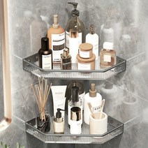 Threeofus 크리스탈 코너선반 무타공 + 실란트픽스, 3개, 크리스탈 그레이