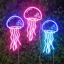 해파리 LED 인테리어 조명 아트네온 선물 네온사인 감성 무드등, B형 블루