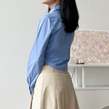 투디 스판 크롭셔츠 크롭남방 블라우스 하이틴룩