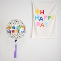 쁘아 생일풍선 헬륨풍선 보보풍선 커스텀 컨페티 생일파티용품, 해피벌스데이천가랜드