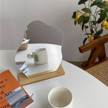 더블엠 비정형 탁상거울 웨이브미러 노프레임거울 화장거울 원목거울 물결거울, 비정형거울, X