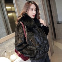 밍크코트 모피코트 퍼코트 Sandro2022 밍크 모피 여우 모피 라운드 넥 가을과 겨울 Haining 모피 코트 여성용 짧은 밍크 코트
