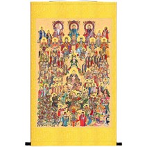 벽걸이 종합탱화 족자 초상화 법당 그림 풍수 관세음보살 관음보살 사찰그림 불교, 두루마리 그림, 도심의 너비 100x높이 145 완제품 너비 110x높, 황금색