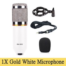 유튜브 USB 방송용 마이크 микрофон bm800 mikrofon 콘덴서 사운드, 골드 휘트