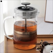 마이크로필터 심플 내열강화 필터바스켓 손잡이티포트 유리티포트, 카페 티포트 380ml
