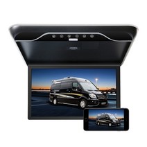 차량용 천장 모니터 19 인치 LCD 화면 오버헤드 멀티미디어 비디오 천장 지붕 마운트 디스플레이 FM 송신, 05 Black Mirrorlink