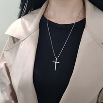 노블레스M 925실버 십자가 박스체인 롱 목걸이
