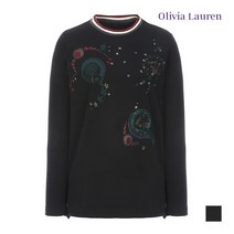 [올리비아로렌_20] [올리비아로렌] 넥프릴 자수장식 긴팔 티셔츠_VOCALVWC326