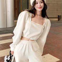 [자체제작] 노리코 밴딩크롭 맨투맨