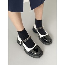 K99 체인 투톤 메리제인 여자 로퍼 블랙
