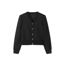 쥬크 [ZOOC] 가디건형 크링클 크롭 블라우스 BK_V231MSC901