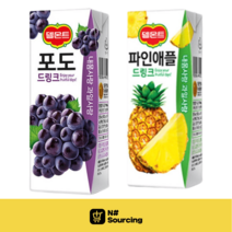 델몬트 드링크팩 과즙주스 간식 파인애플 + 포도 190ml 각24팩, 파인애플+ 포도 190ml 각24팩(총48팩)