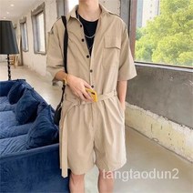 TANC 여름 남성 점프수트 반팔 반바지 캐주얼 패션TANC