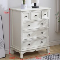 빈티지 원목 서랍장 엔틱 안방 와이드 수납장 서랍형 정리함 협탁, 완제품, 베이지 6칸