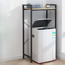 세탁기 선반 정리대 베란다 조립식, 1단 블랙 + 블랙 프레임