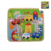 YOLOMAM 원목 교통 미로 퍼즐 자동차블록 키즈블럭
